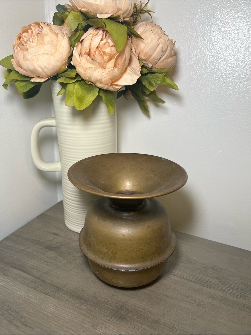 Brass Vintage Spittoon Vase - Antique Brass Planter - Picture 2 of 7